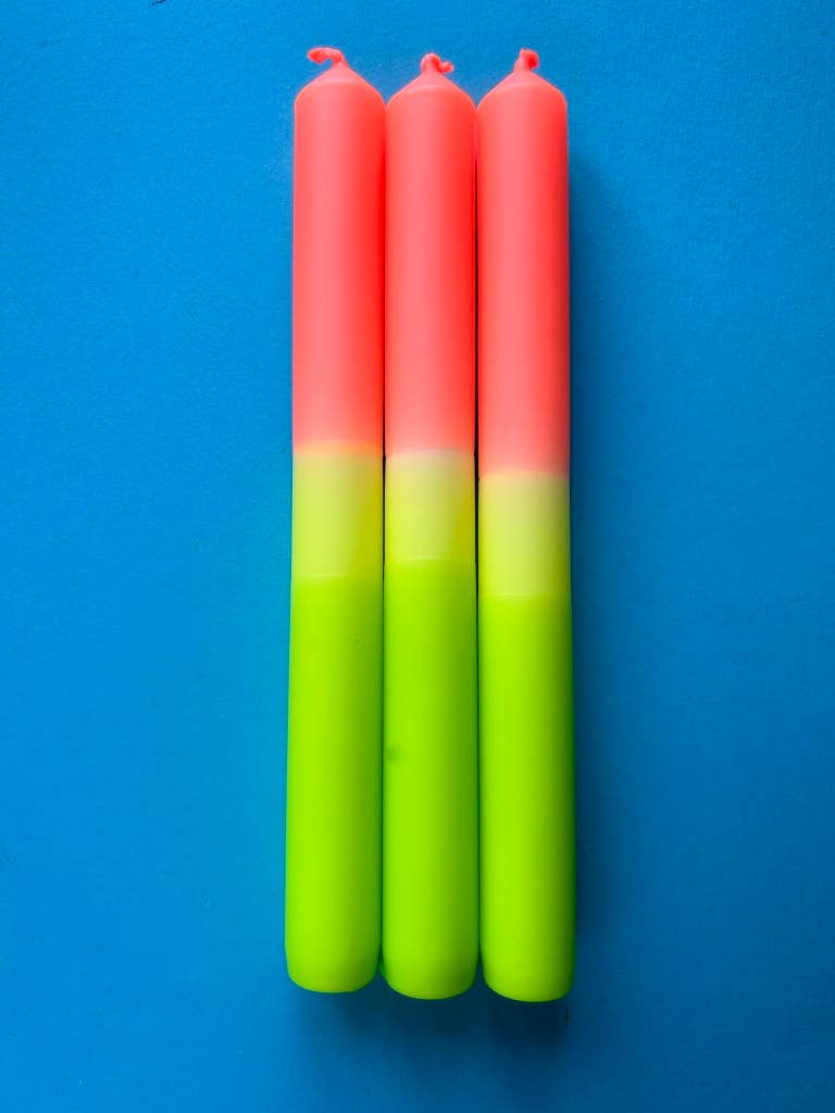 Neon Citrus - Dip Dye Dinner Candle Trio