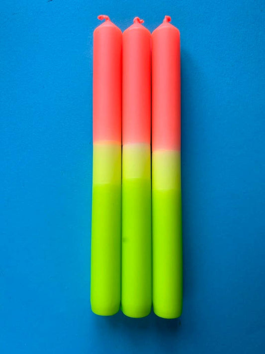 Neon Citrus - Dip Dye Dinner Candle Trio