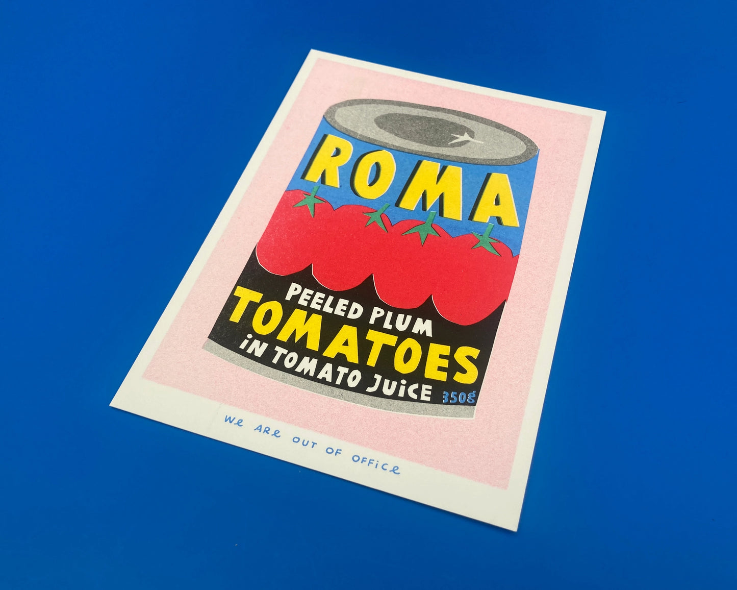 A Can of Roma Plum Tomatoes Risograph Mini Print