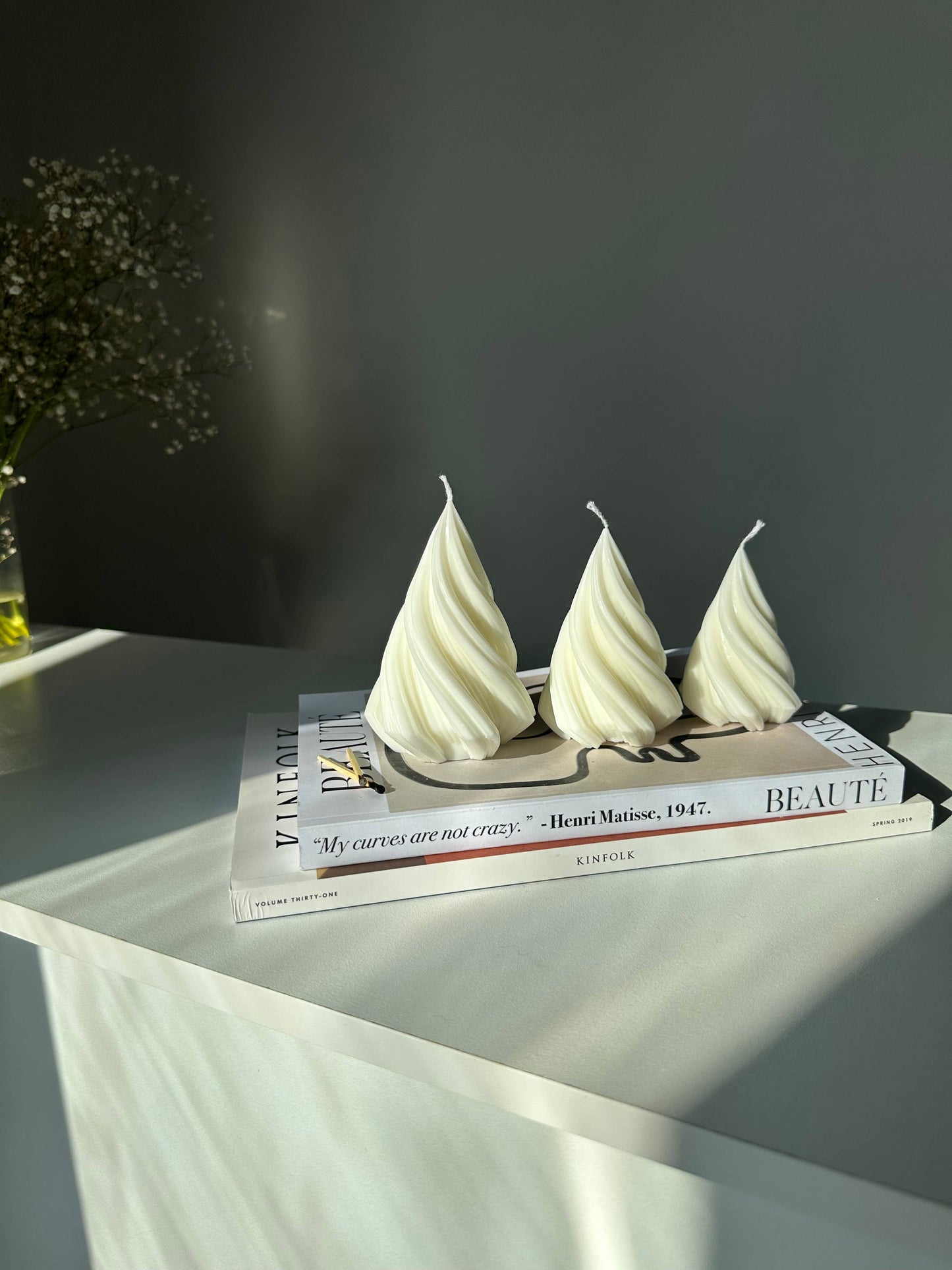 Large Irregular Christmas Tree Candle in White