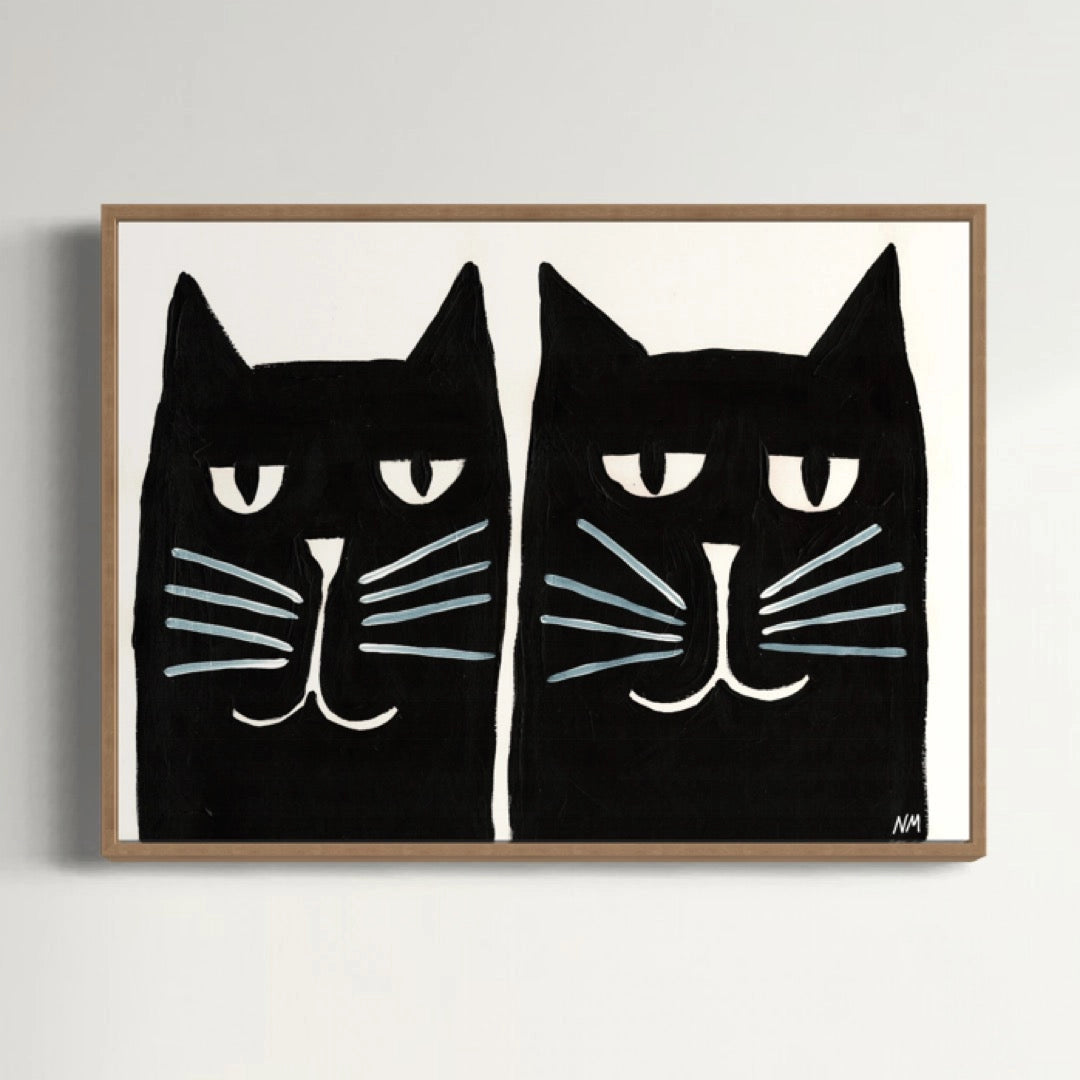 Two Black Cats A3 Print