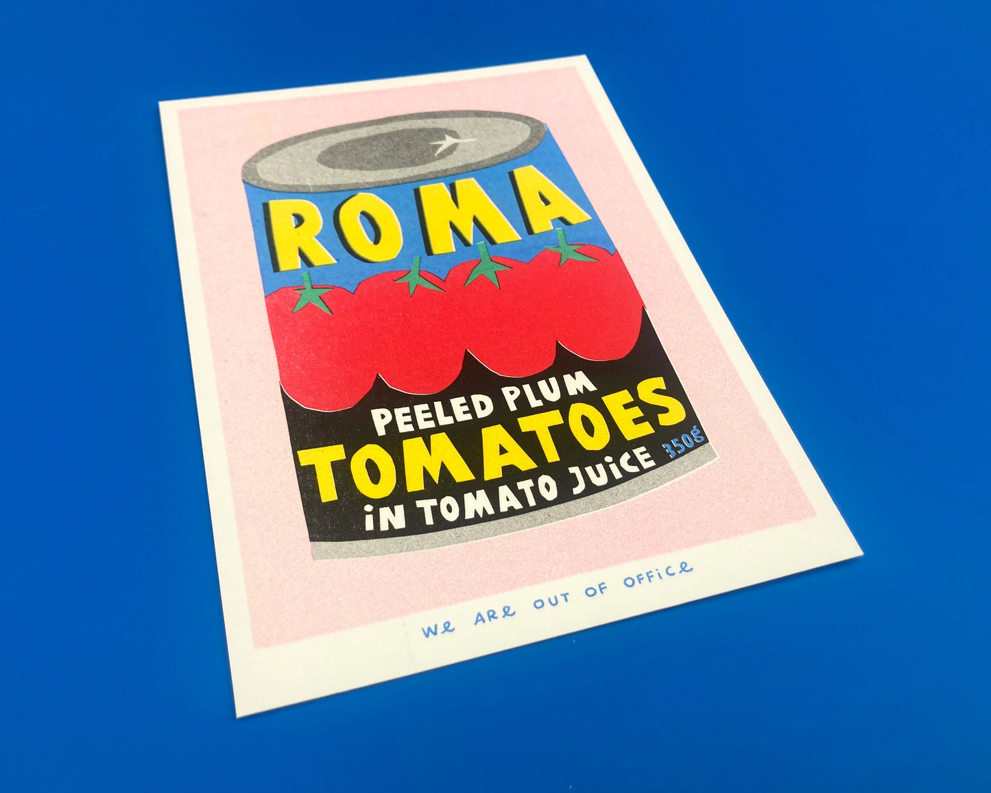 A Can of Roma Plum Tomatoes Risograph Mini Print