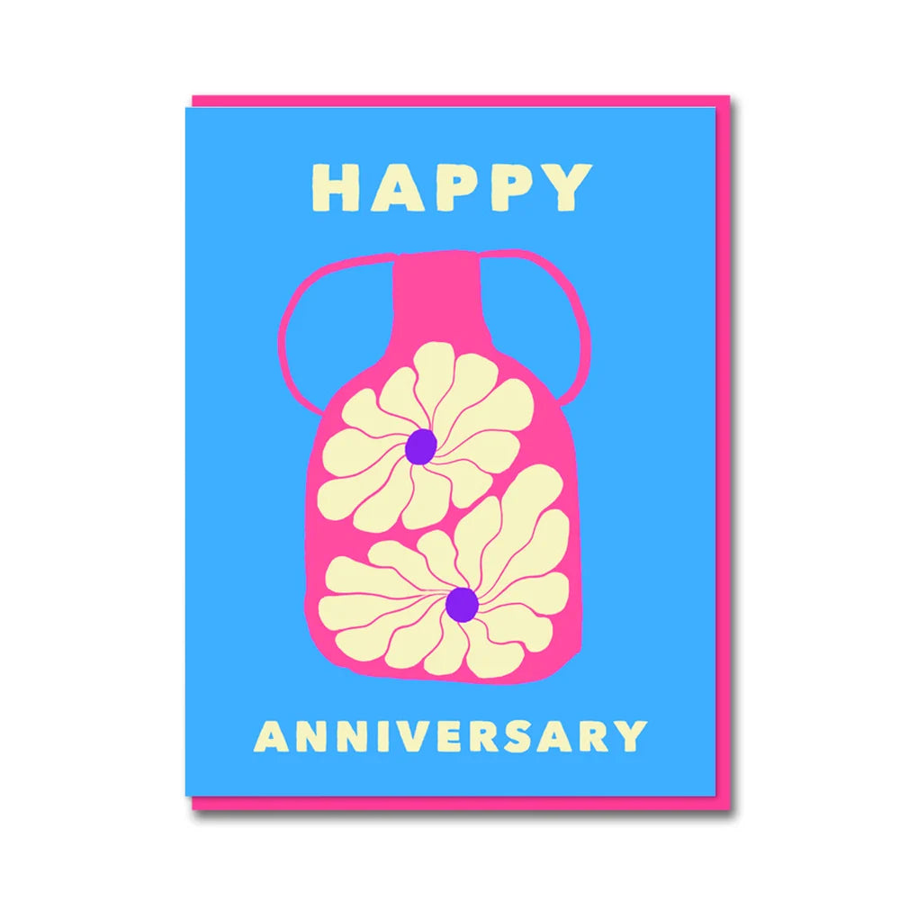 Dahlias in Vase Anniversary Card