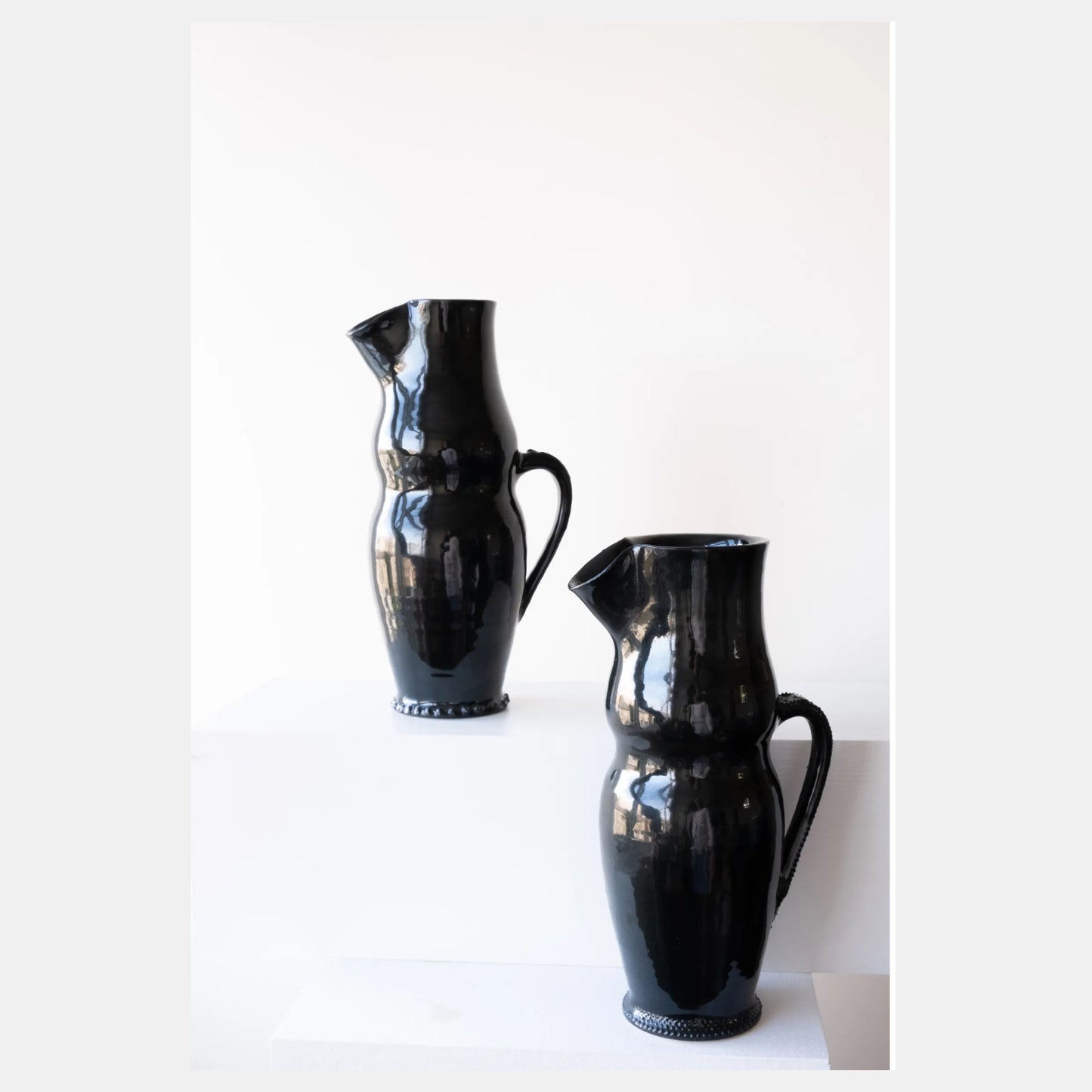 Black Jug with Slip Petals #24-003