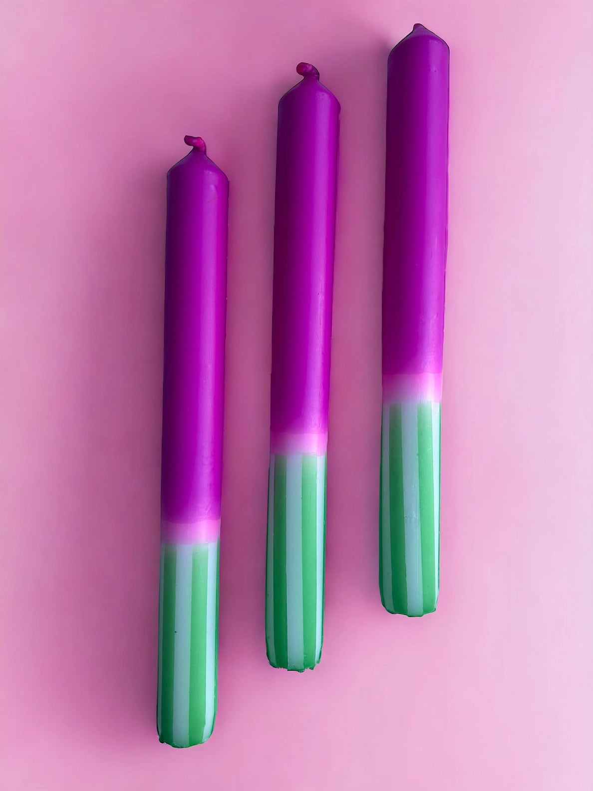 Fushia Fern - Dip Dye Dinner Candle Trio