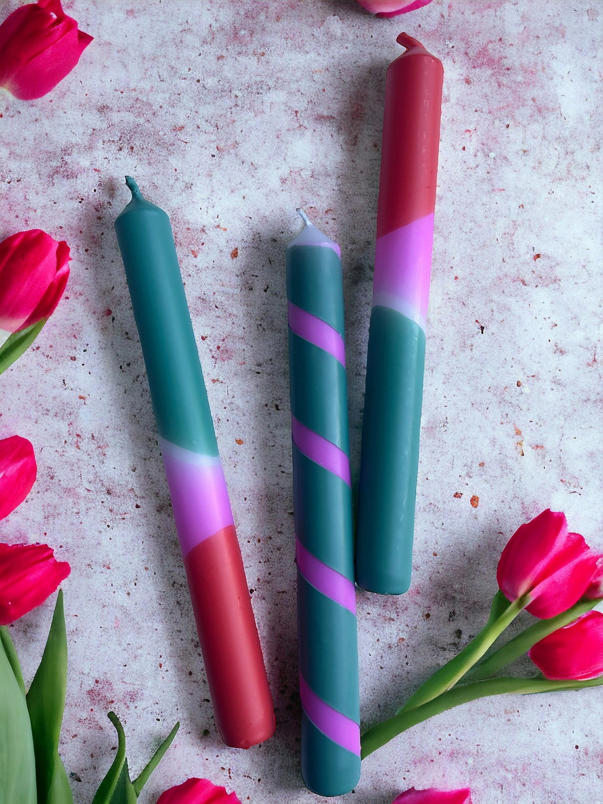 Tropical Fiesta - Dip Dye Dinner Candle Trio