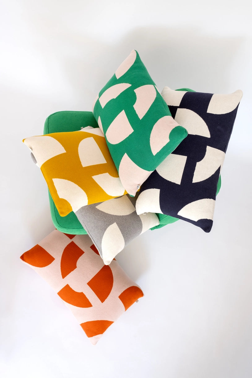 Cotton Knit Throw Cushion - Deko Green