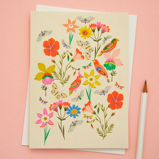 Flowers and Butterflies Greeting Card