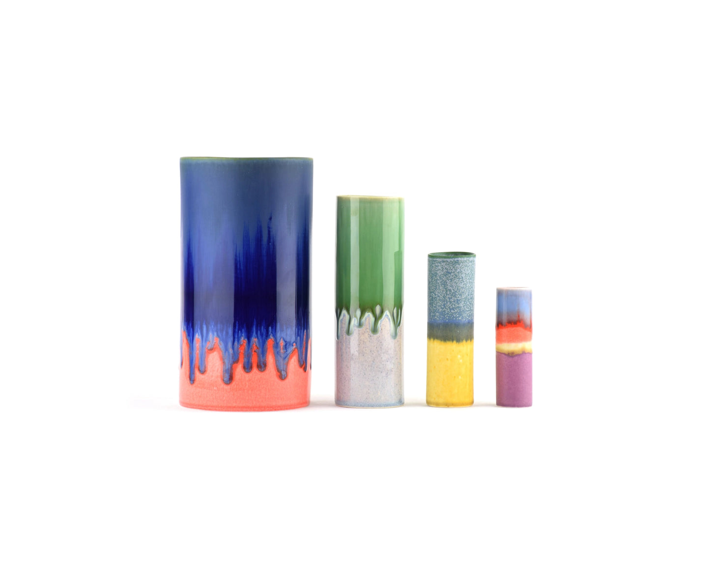 Cylinder Vase in Green and Grey