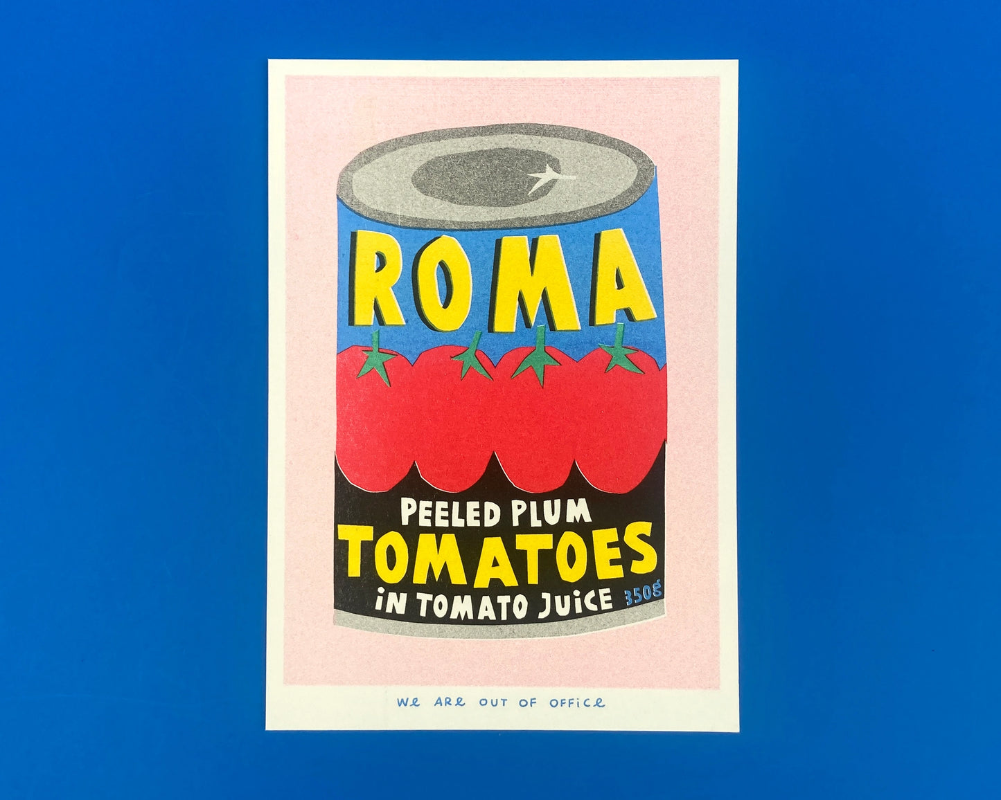 A Can of Roma Plum Tomatoes Risograph Mini Print