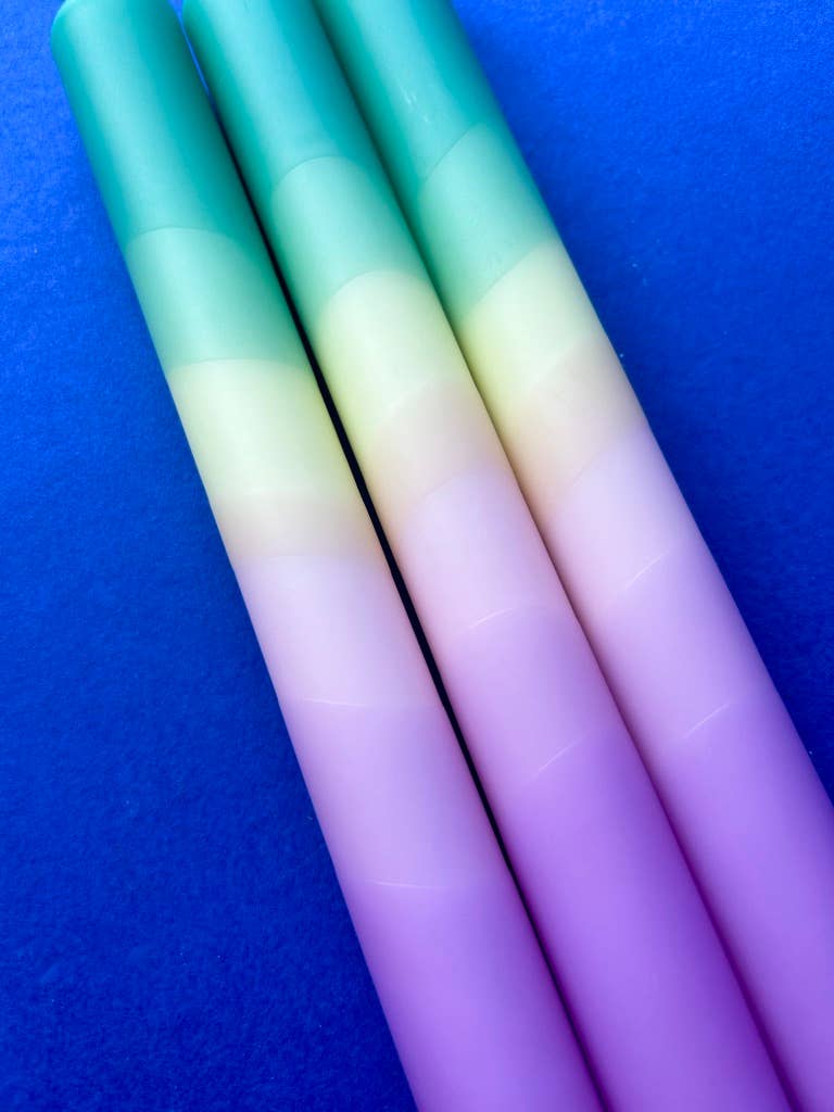 Unicorn Rainbows Dip Dye Dinner Candles Trio