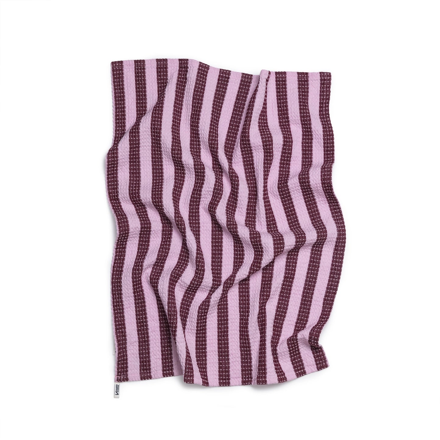 Cotton Waffle Tea Towel 2 Pack: Striped Burgundy and Yellow