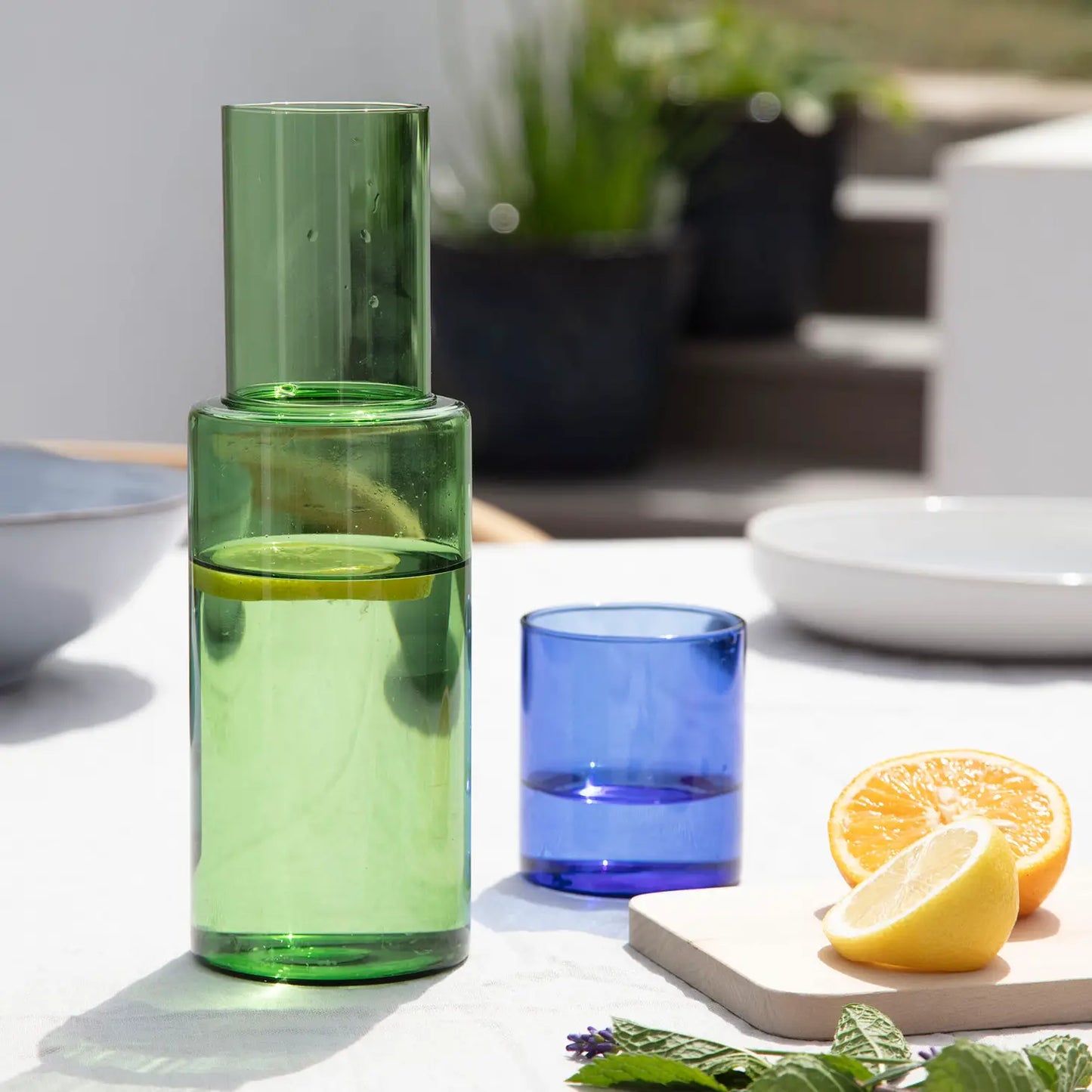 Duo Tone Glass Carafe - Blue & Green
