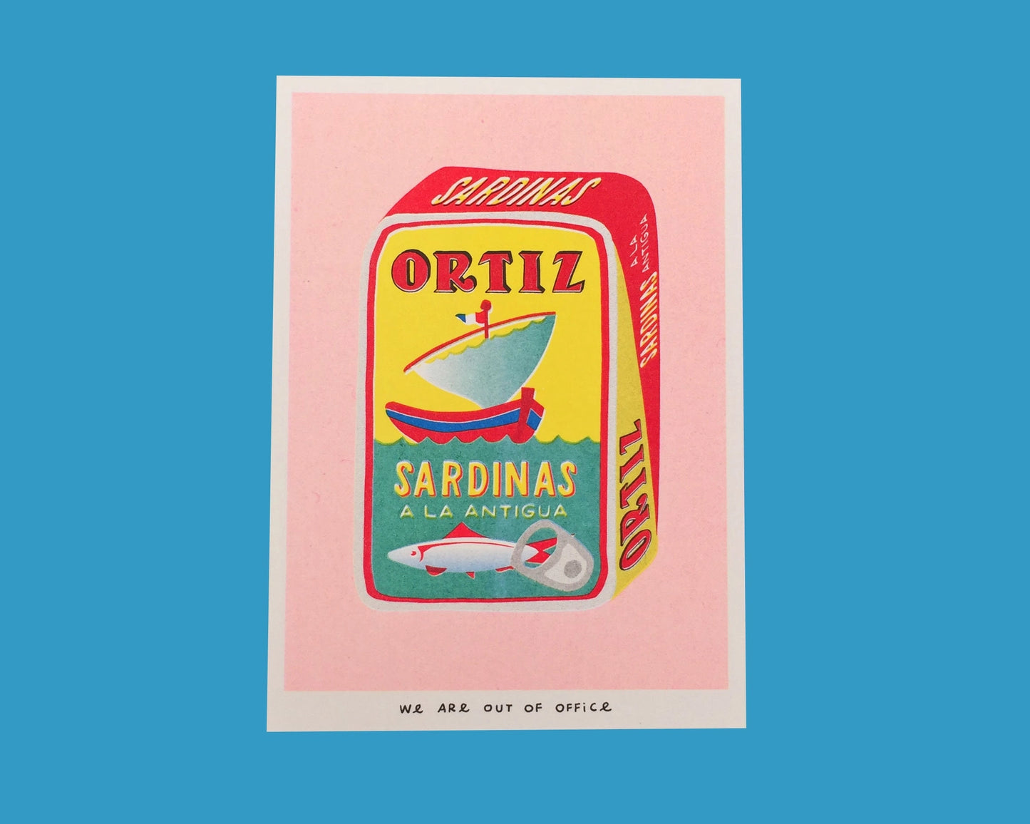 A Can Full of Sardinas Risograph Mini Print