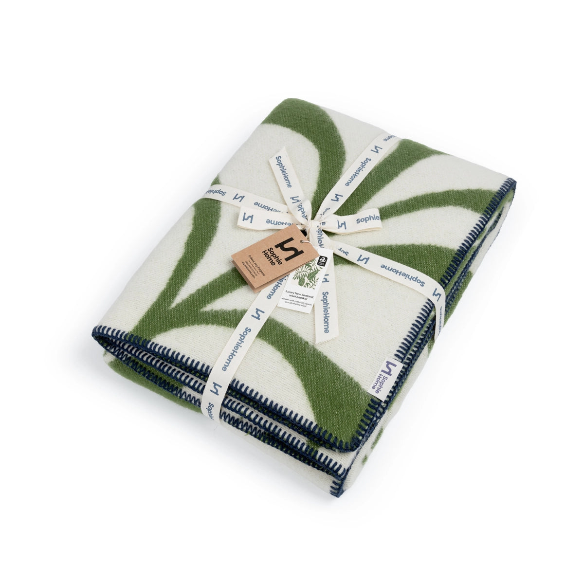 Wool Throw Blanket: Leaf Green