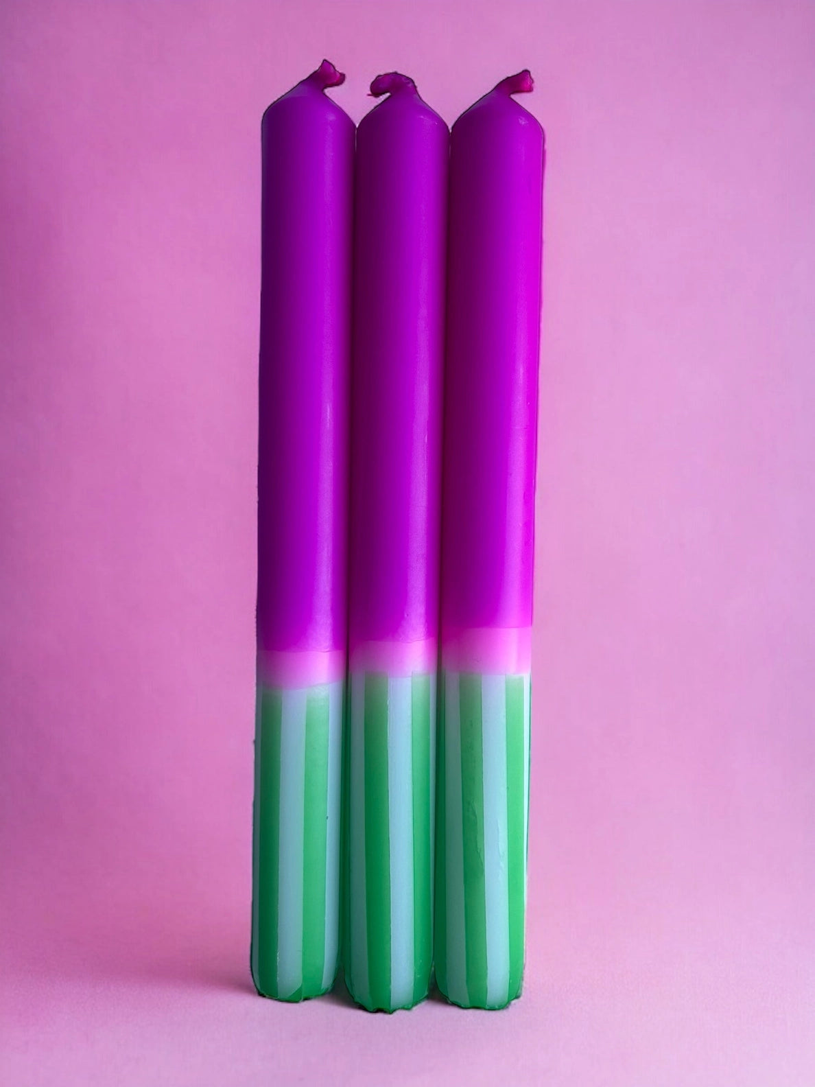 Fushia Fern - Dip Dye Dinner Candle Trio