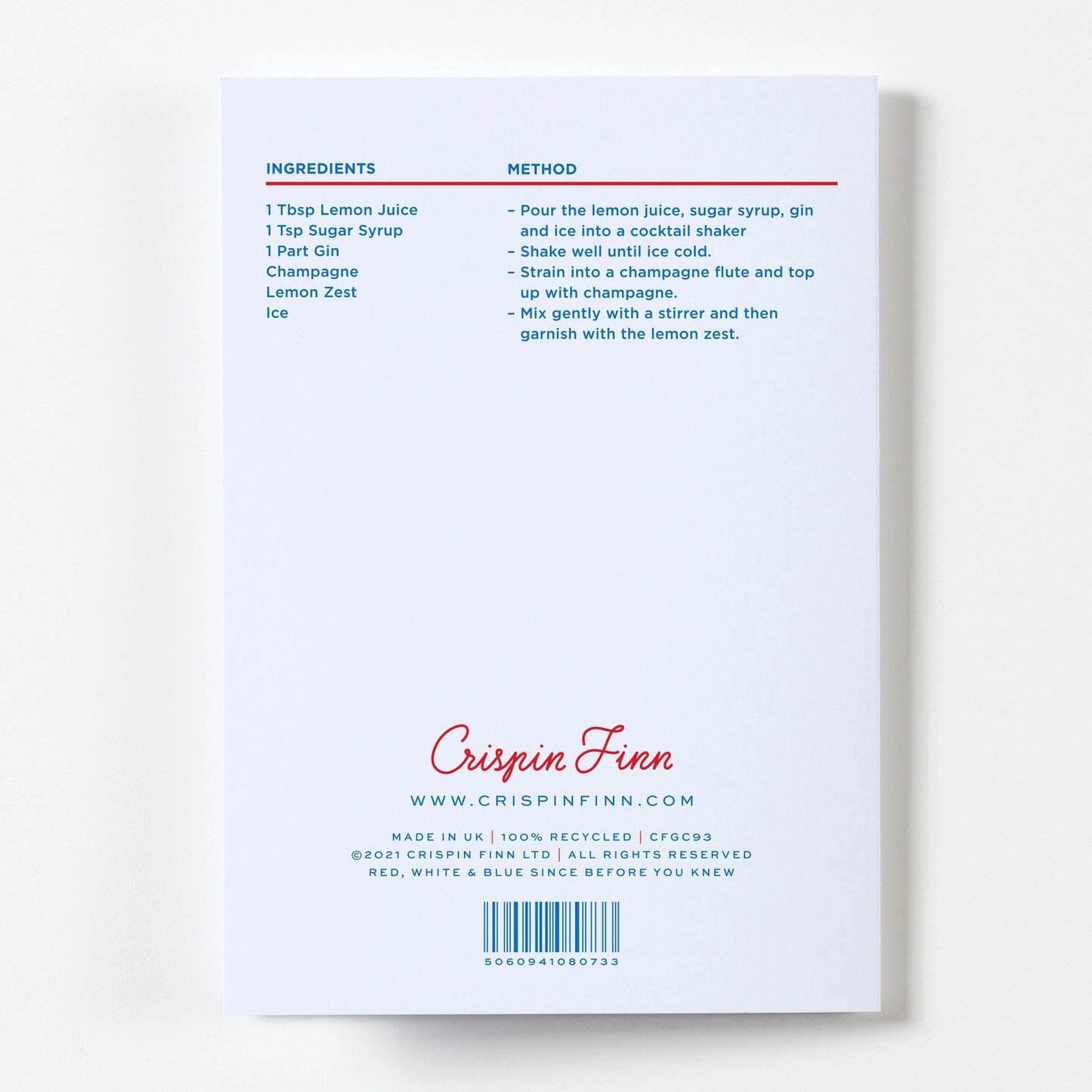 Espresso Martini Cocktail Recipe Greetings Card