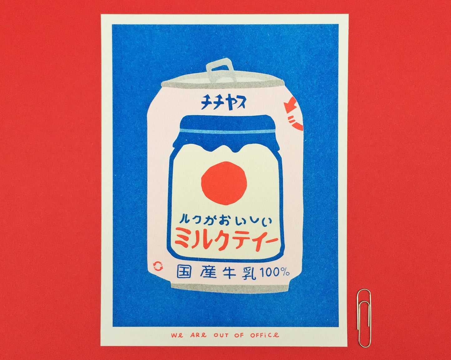 Japanese Can of Milky Tea Risograph Mini Print