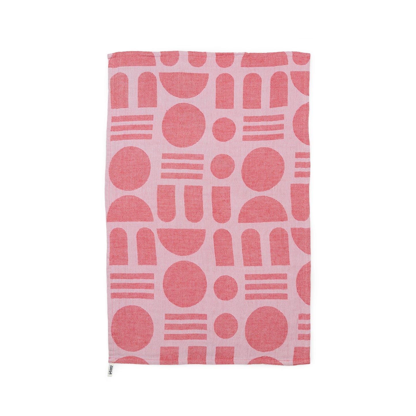 Cotton Tea Towel: Stack the Dishes Pink