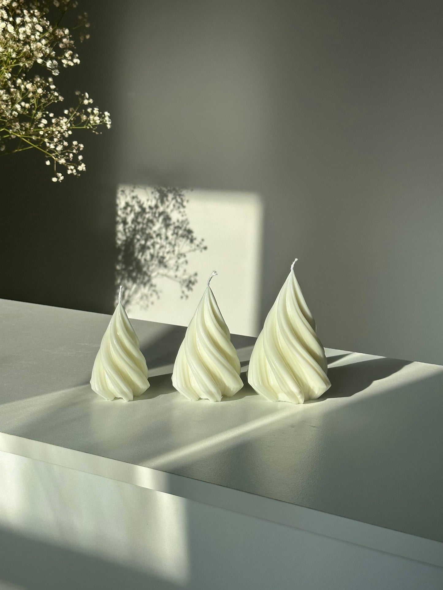 Large Irregular Christmas Tree Candle in White