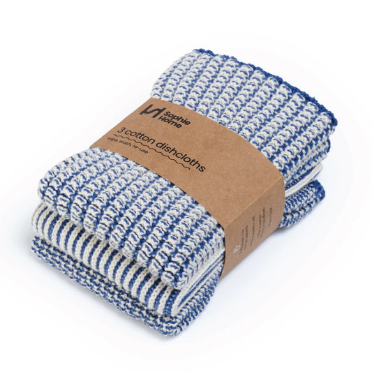 Reusable & Eco-Friendly Cotton Dishcloths: Textured Cobalt
