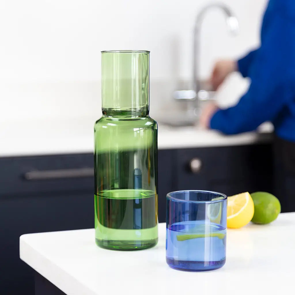 Duo Tone Glass Carafe - Blue & Green
