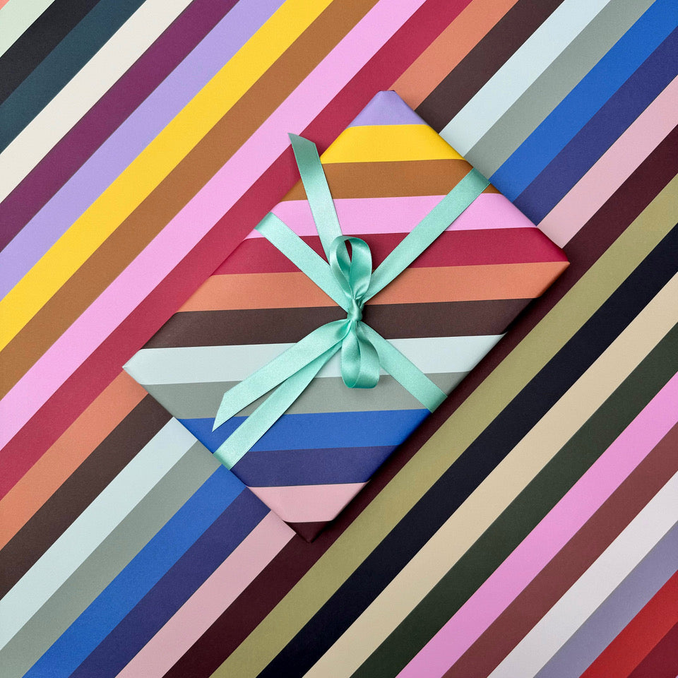 Striped Colour Blocked Festival Stripe Gift Wrap
