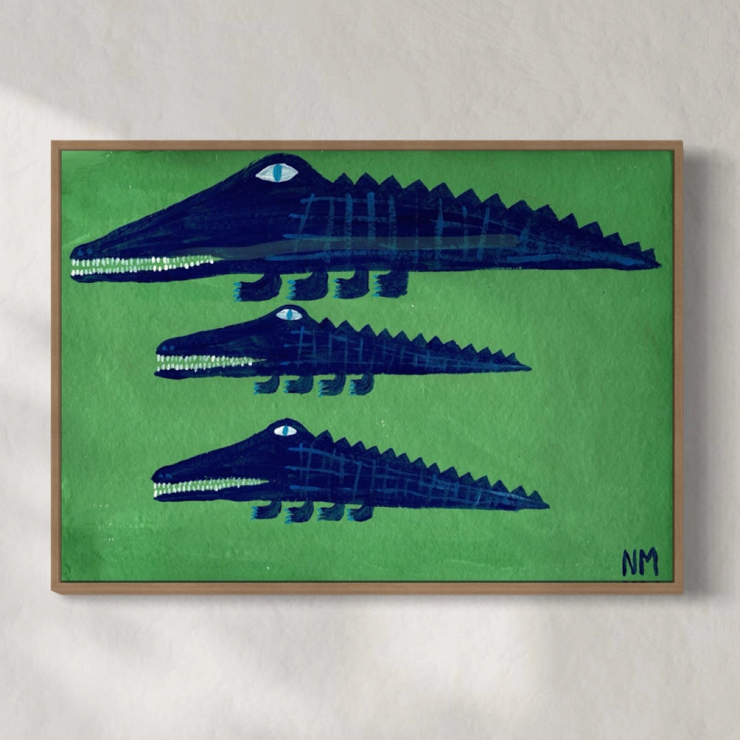 Blue Crocodiles A3 Print