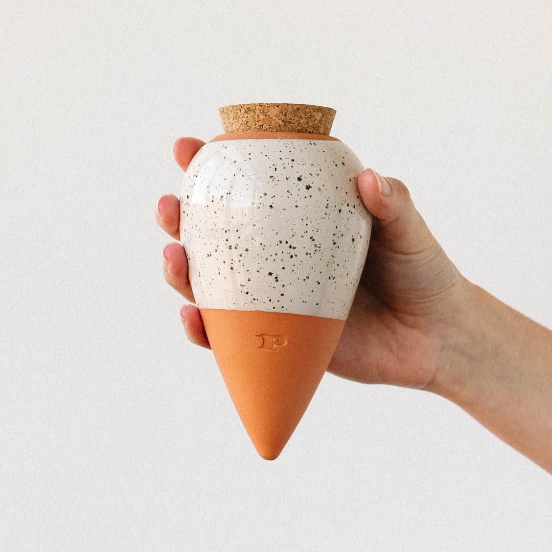 Olla - Speckled White - Self watering for plants.