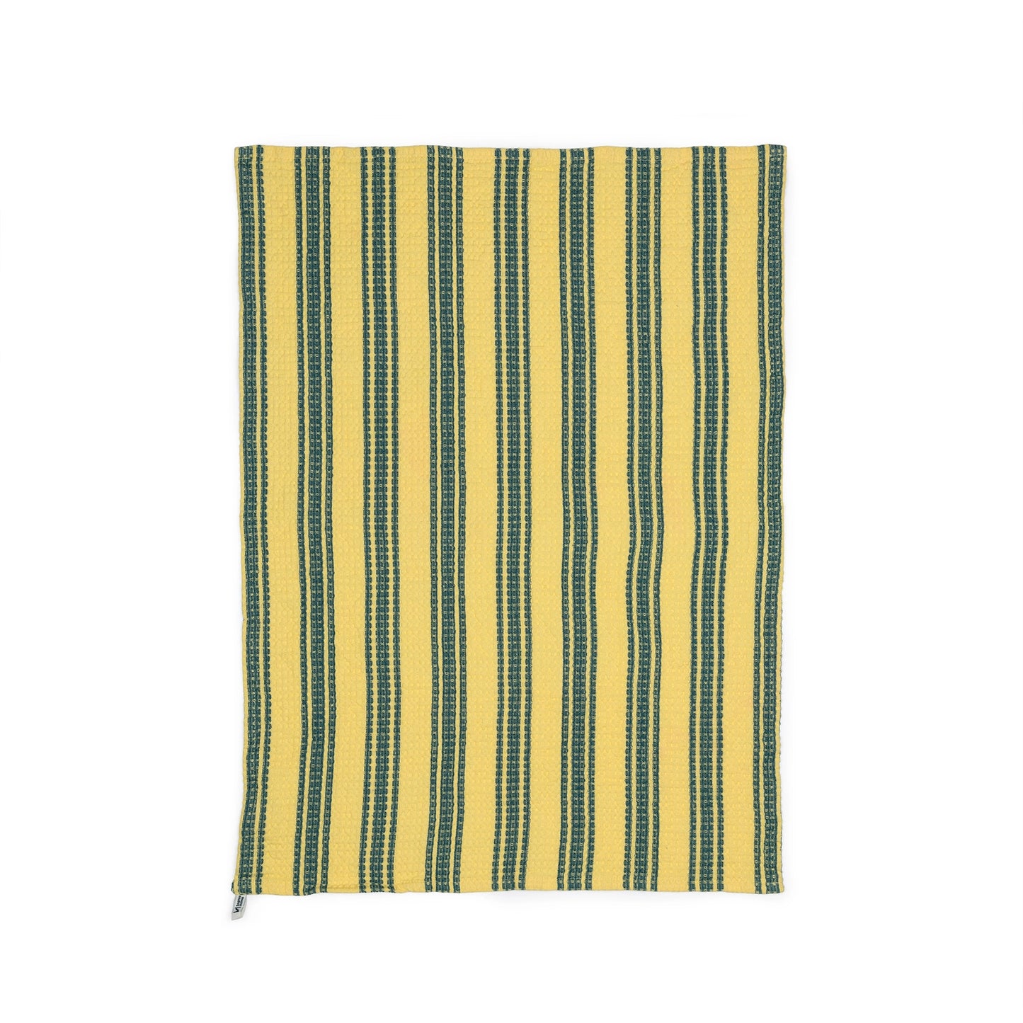 Cotton Waffle Tea Towel 2 Pack: Striped Burgundy and Yellow