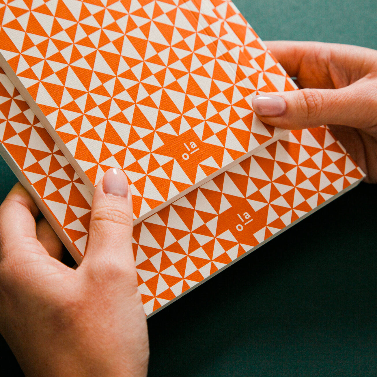 A5 Layflat Notebook plain pages - Kaffe print in Brick Red