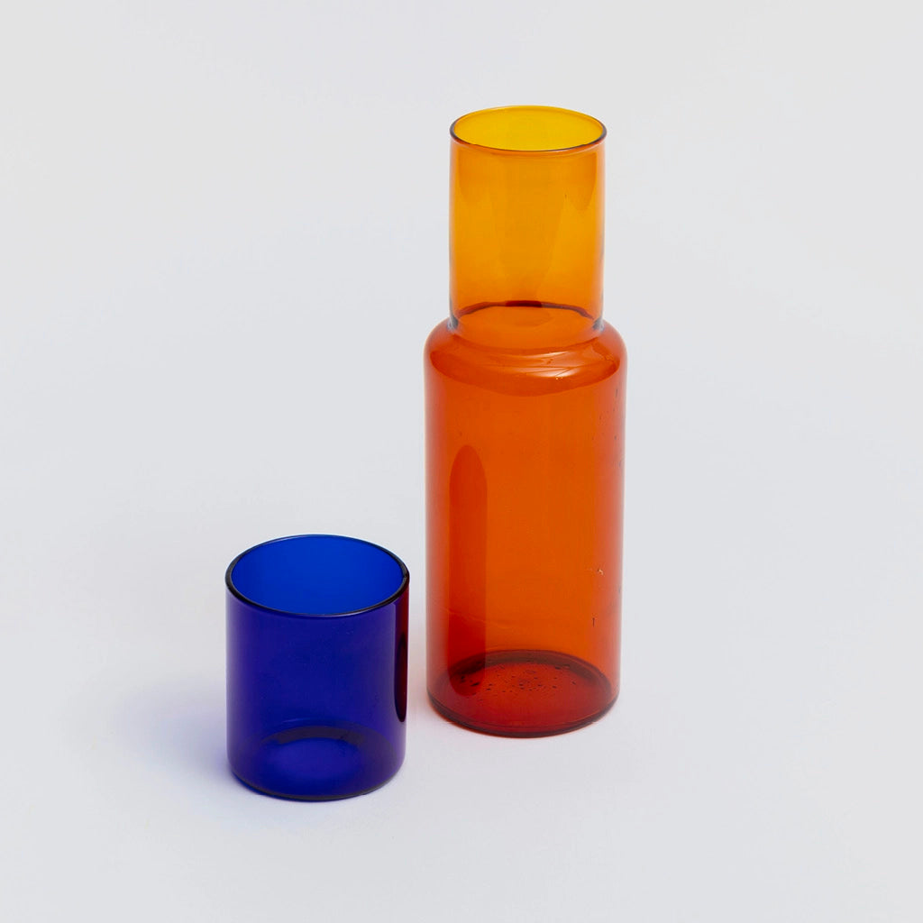 Duo Tone Glass Carafe - Amber & Cobalt