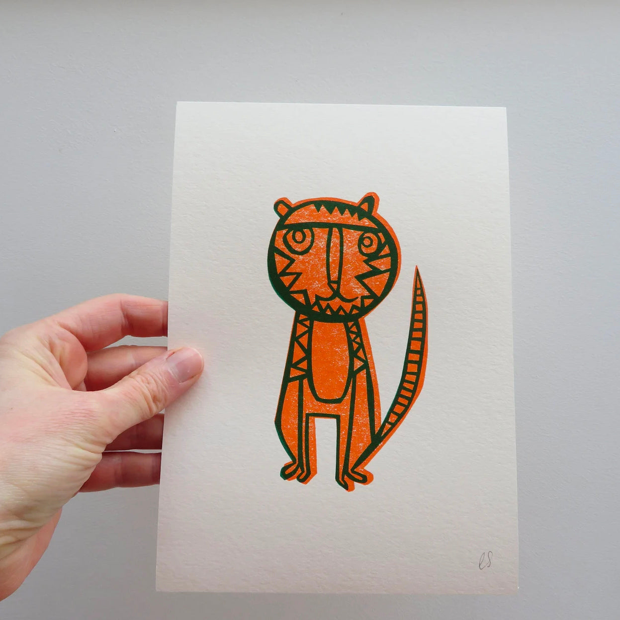 Little Tiger Collagraph Print