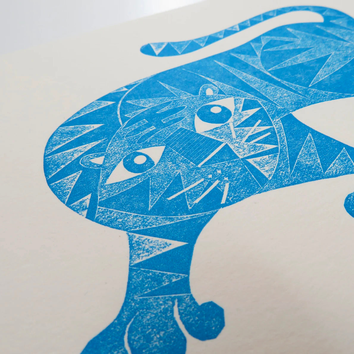 Blue Tiger Collagraph Print