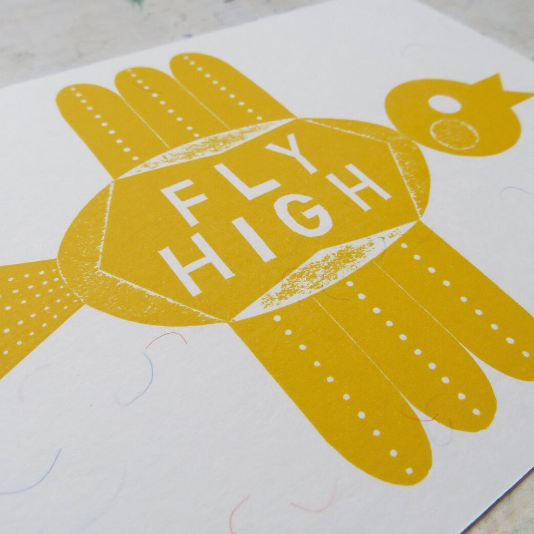 Fly High Bird Collagraph Print