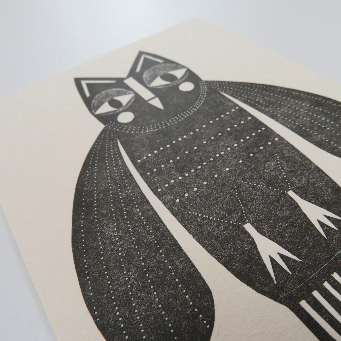 Folk Owl Collagraph Print