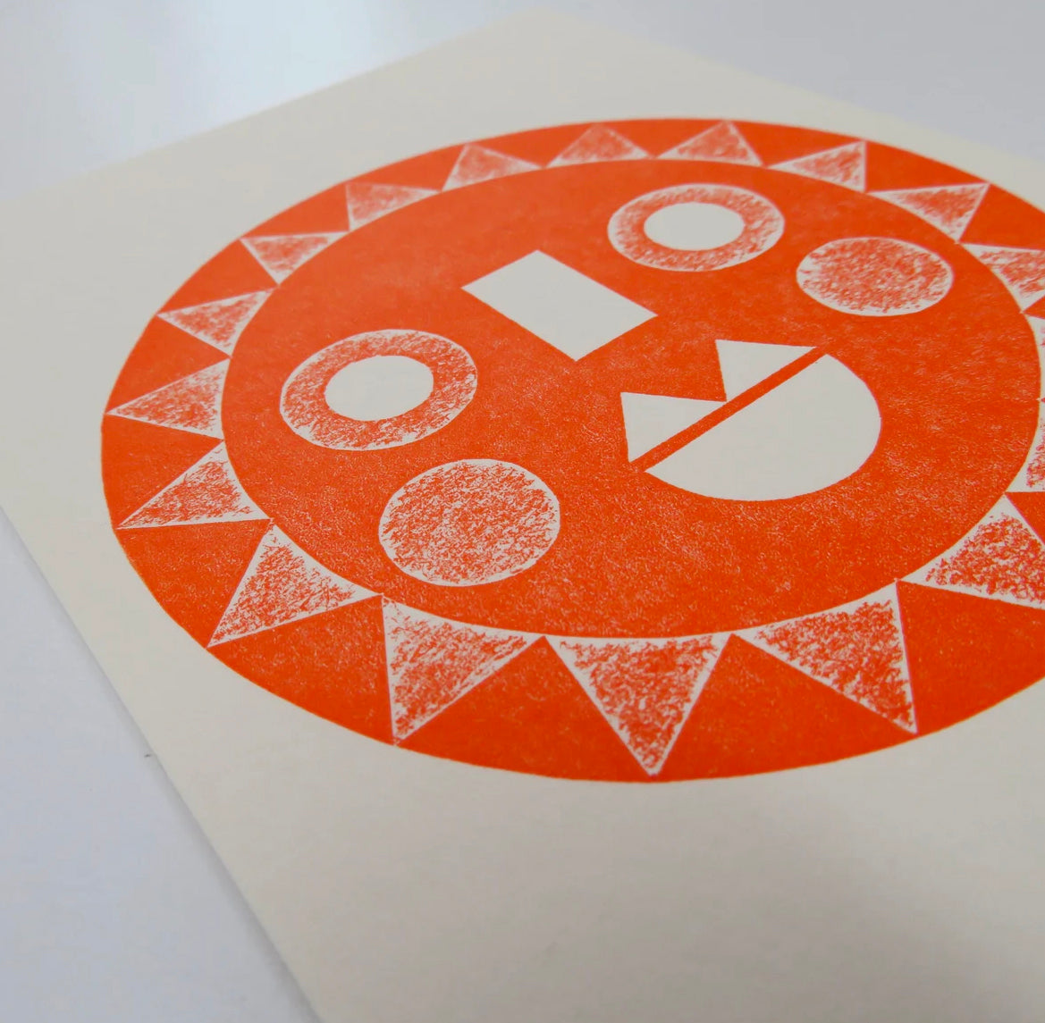 Folk Sun Collagraph Print