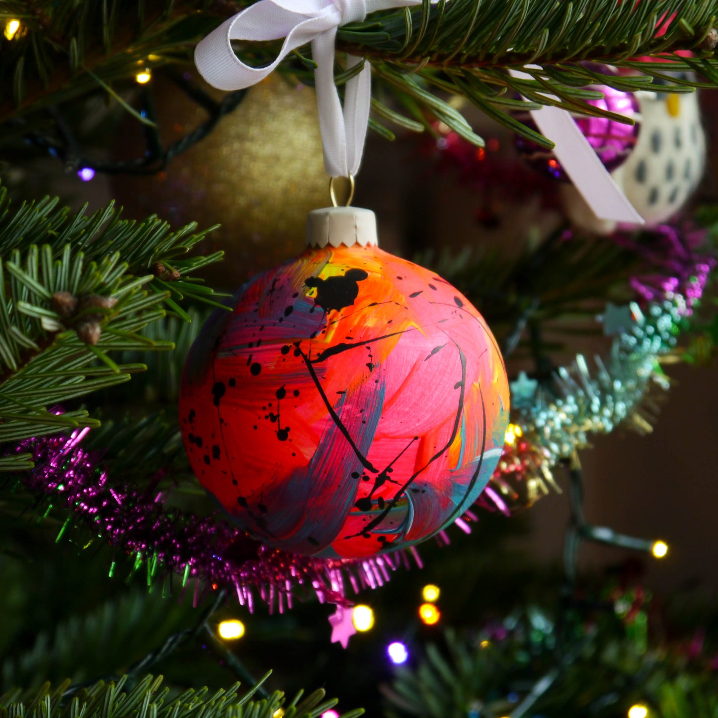 Hand Painted Bauble in Mix Brights
