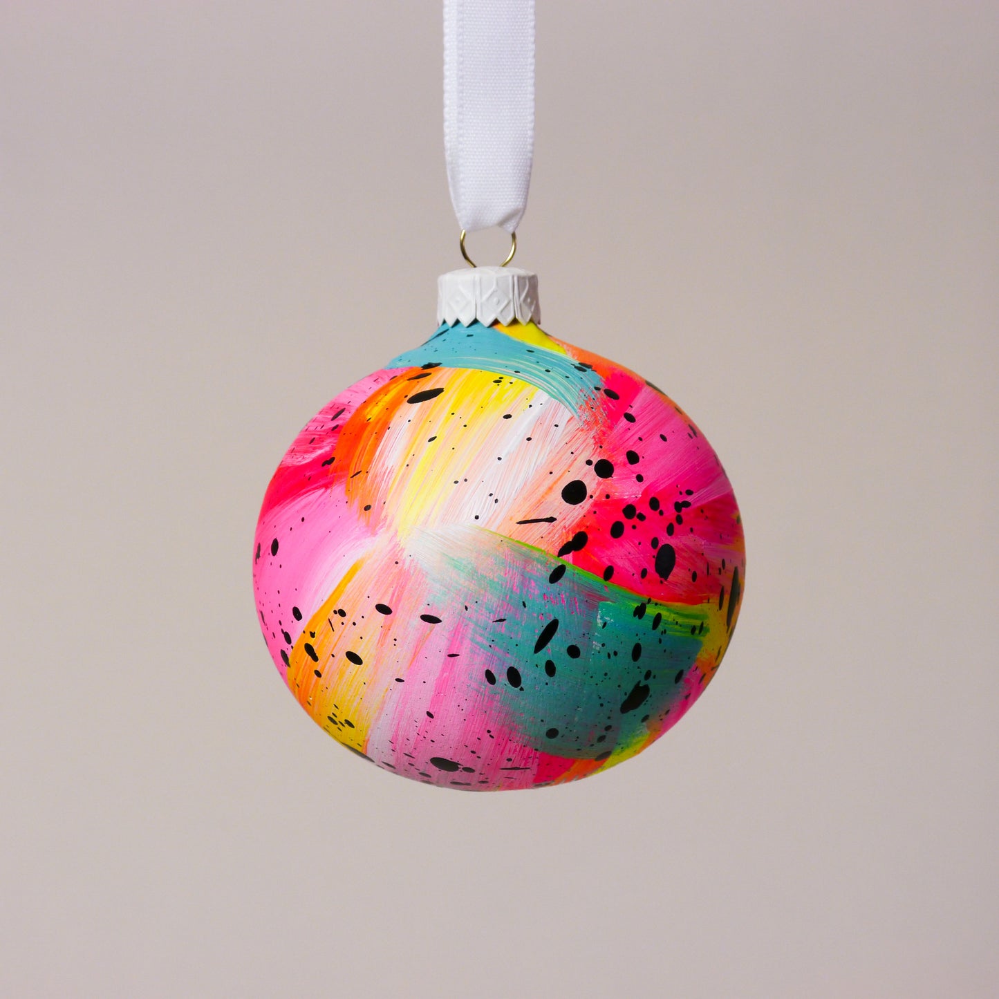 Limited Edition Hand Painted Bauble in Neon Brights