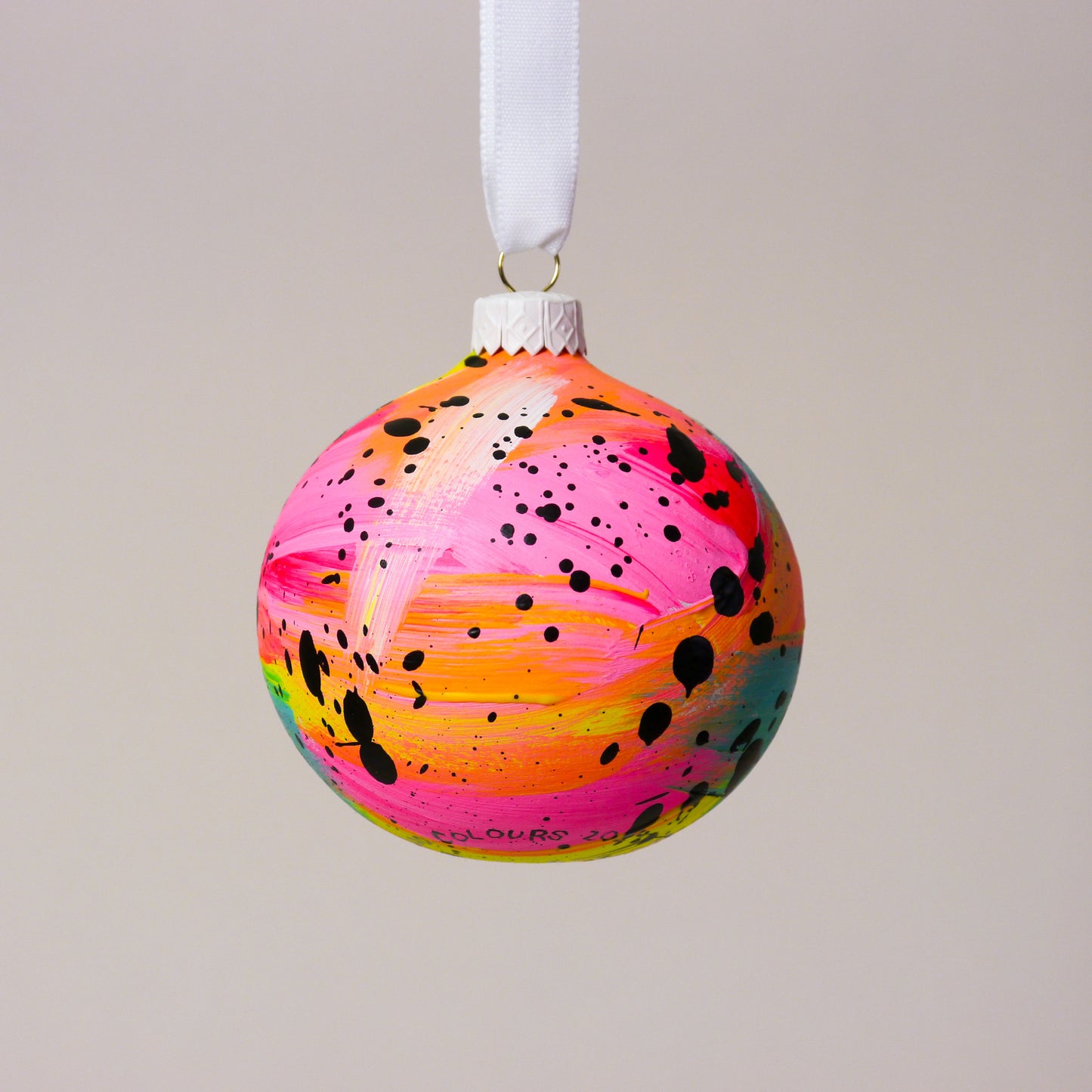 Limited Edition Hand Painted Bauble in Neon Brights