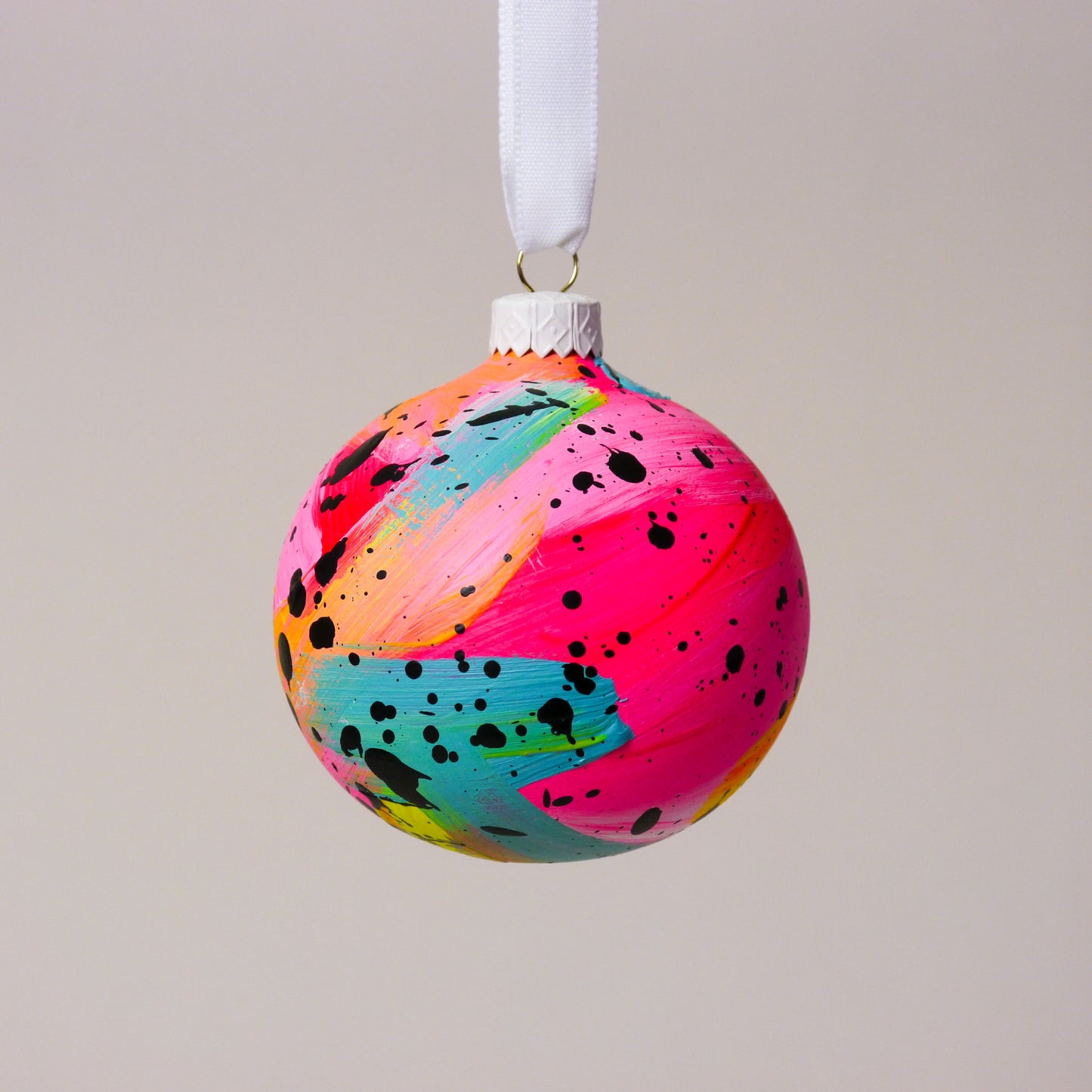 Limited Edition Hand Painted Bauble in Neon Brights