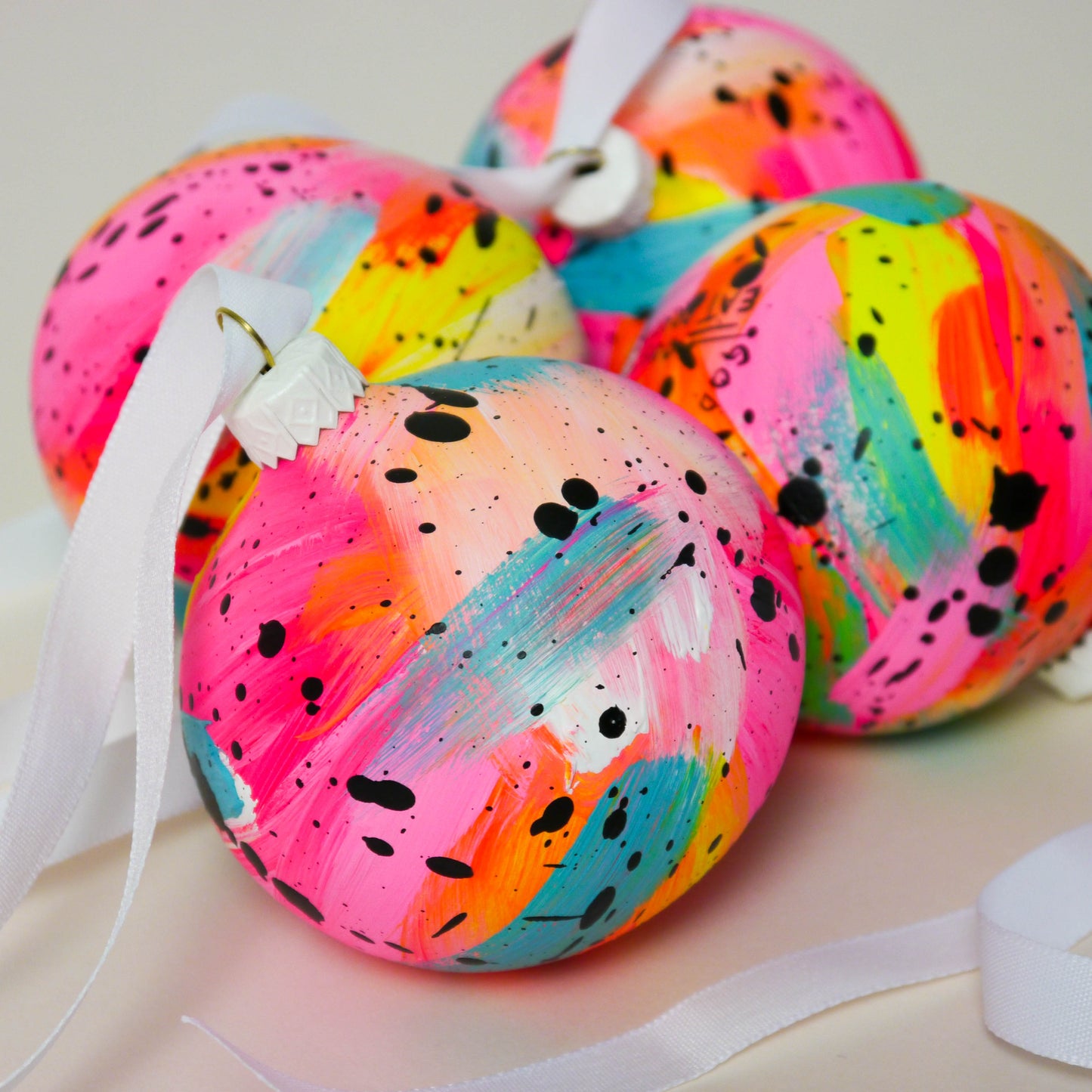 Limited Edition Hand Painted Bauble in Neon Brights