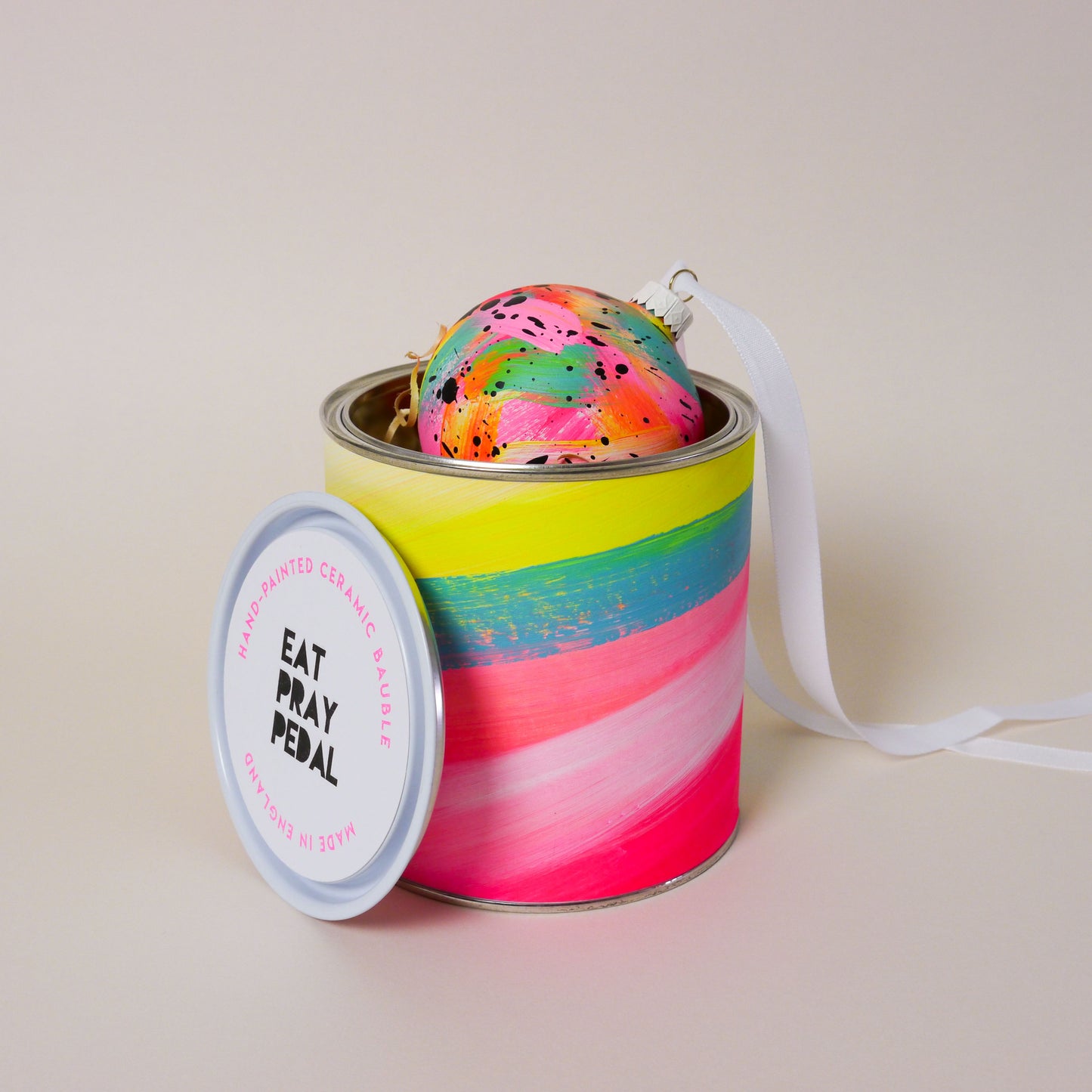 Limited Edition Hand Painted Bauble in Neon Brights