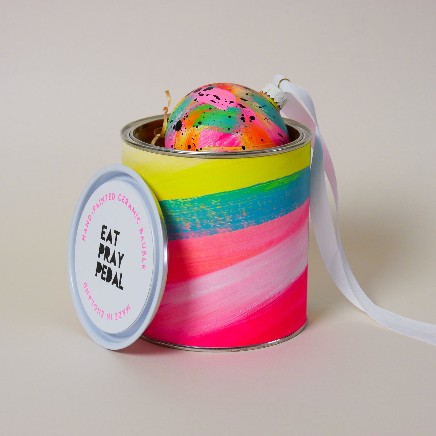 Limited Edition Hand Painted Bauble in Neon Brights