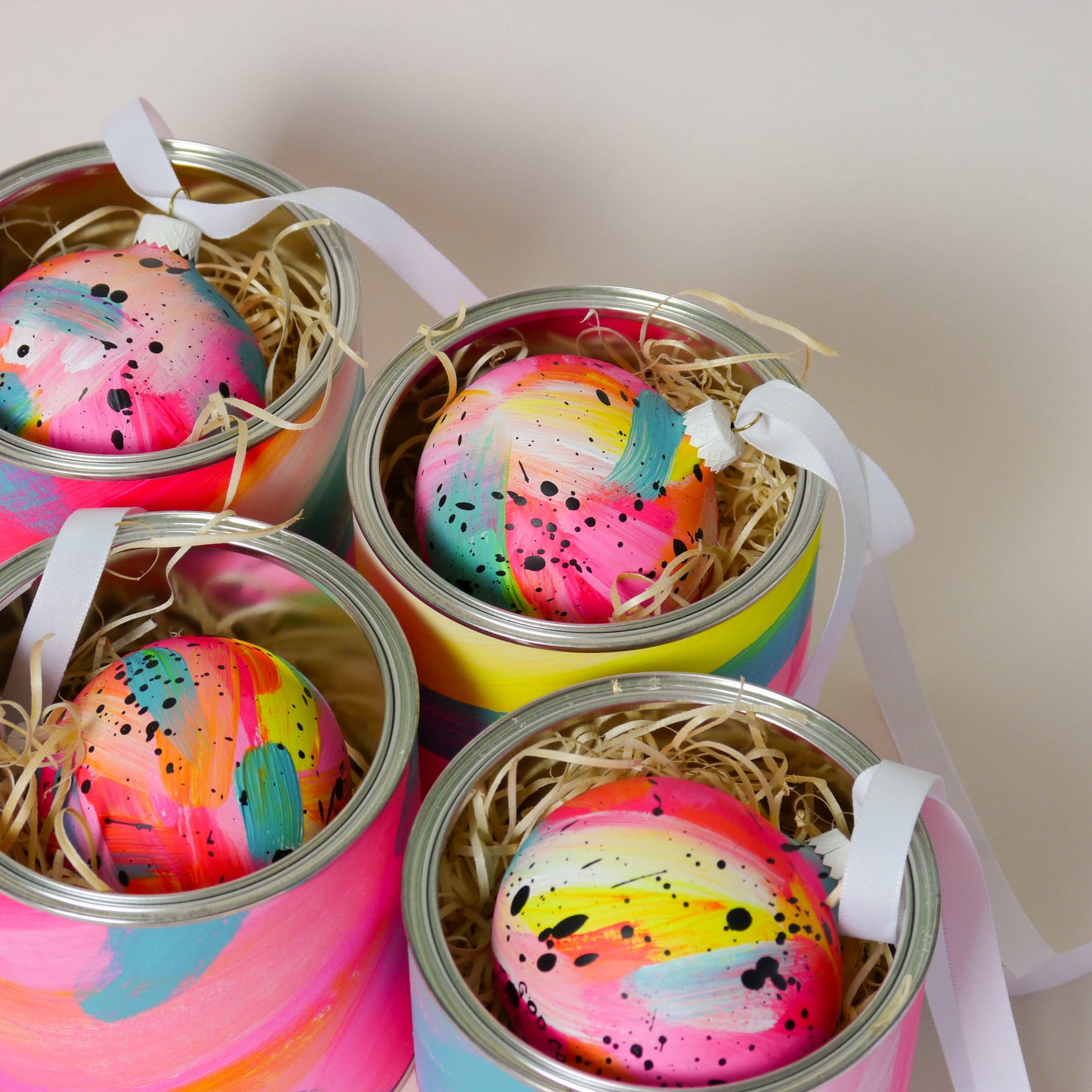 Limited Edition Hand Painted Bauble in Neon Brights