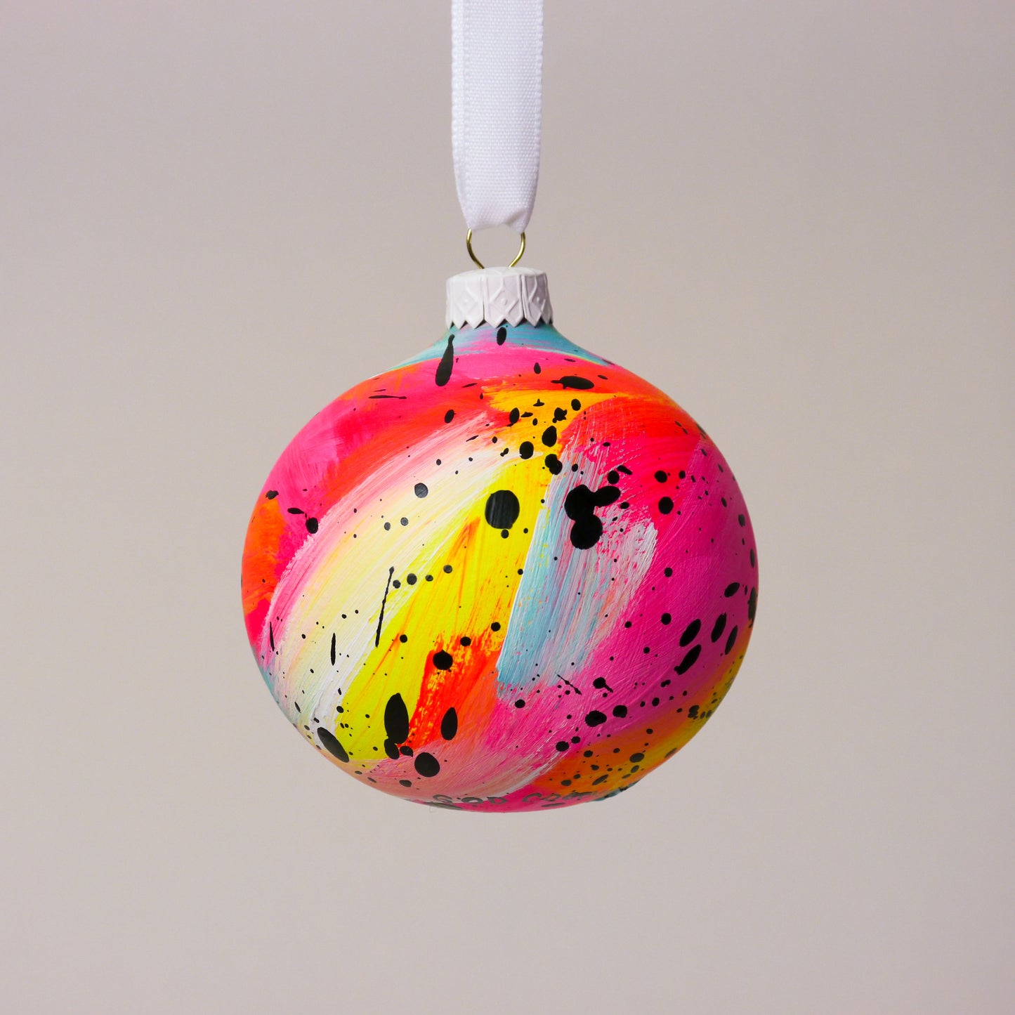 Limited Edition Hand Painted Bauble in Neon Brights