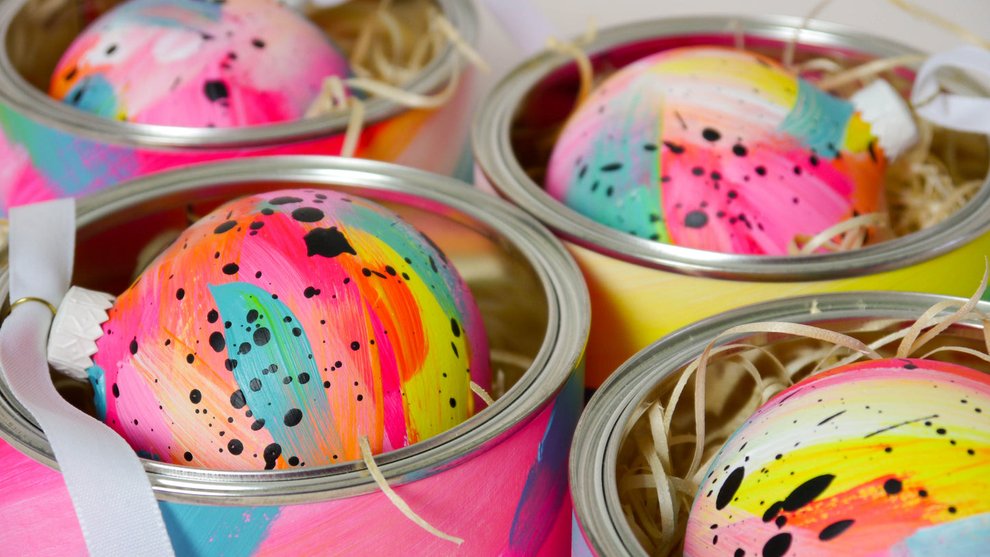 Limited Edition Hand Painted Bauble in Neon Brights