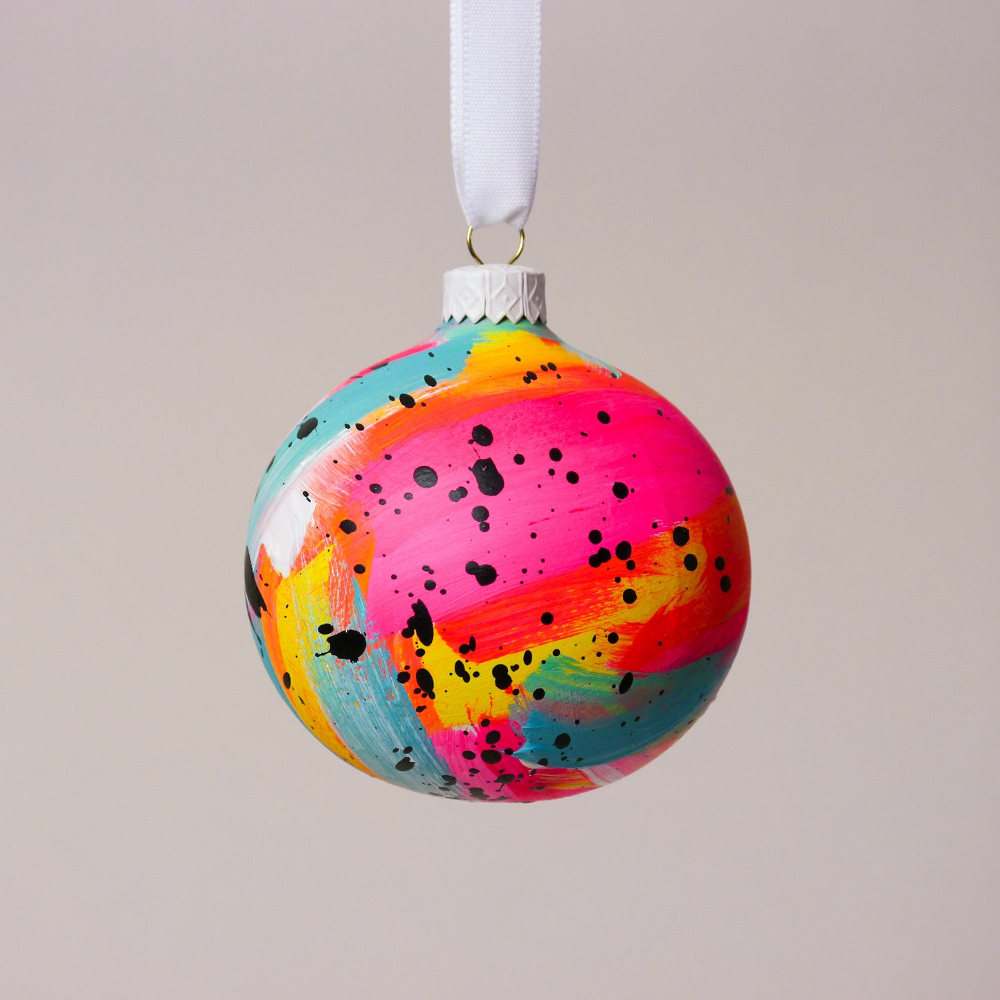 Limited Edition Hand Painted Bauble in Neon Brights