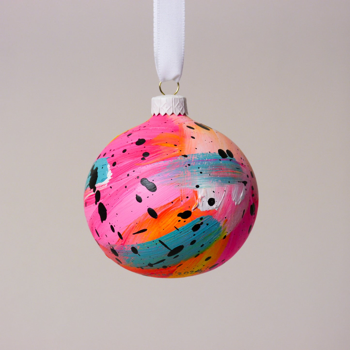 Limited Edition Hand Painted Bauble in Neon Brights