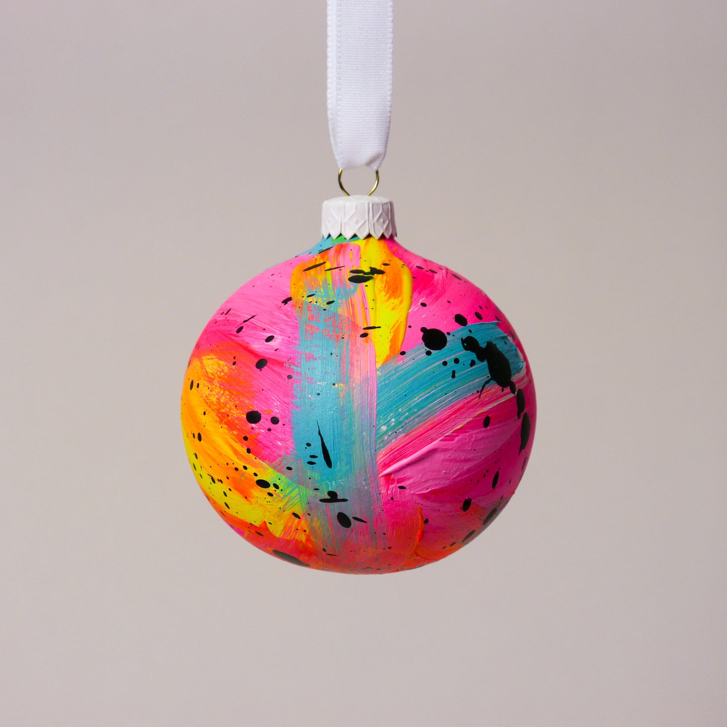 Limited Edition Hand Painted Bauble in Neon Brights